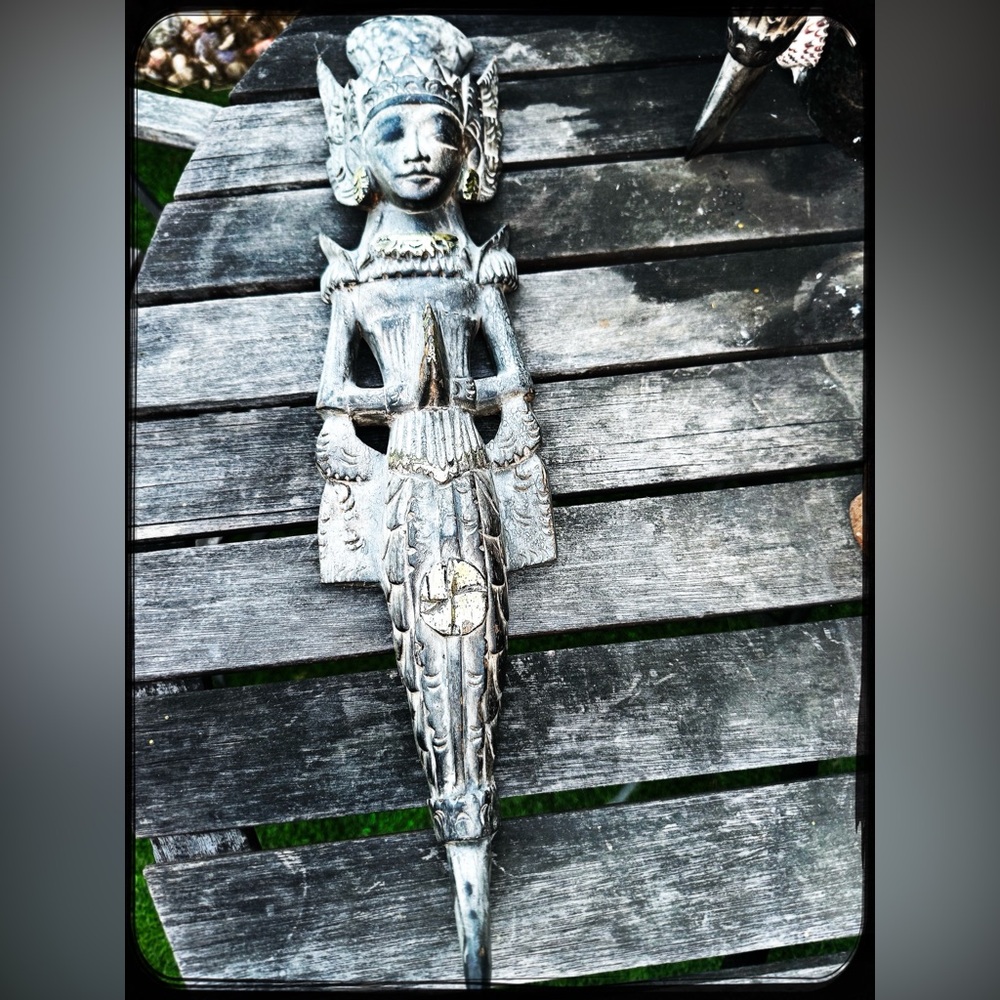 Wood Sculptures: Balinese Goddesses, in mermaid form.  Tribal Figurines
